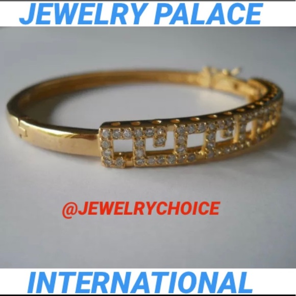 🆕14K Gold Filled Greek Key Cubic Zirconia Bangle. - Picture 2 of 10